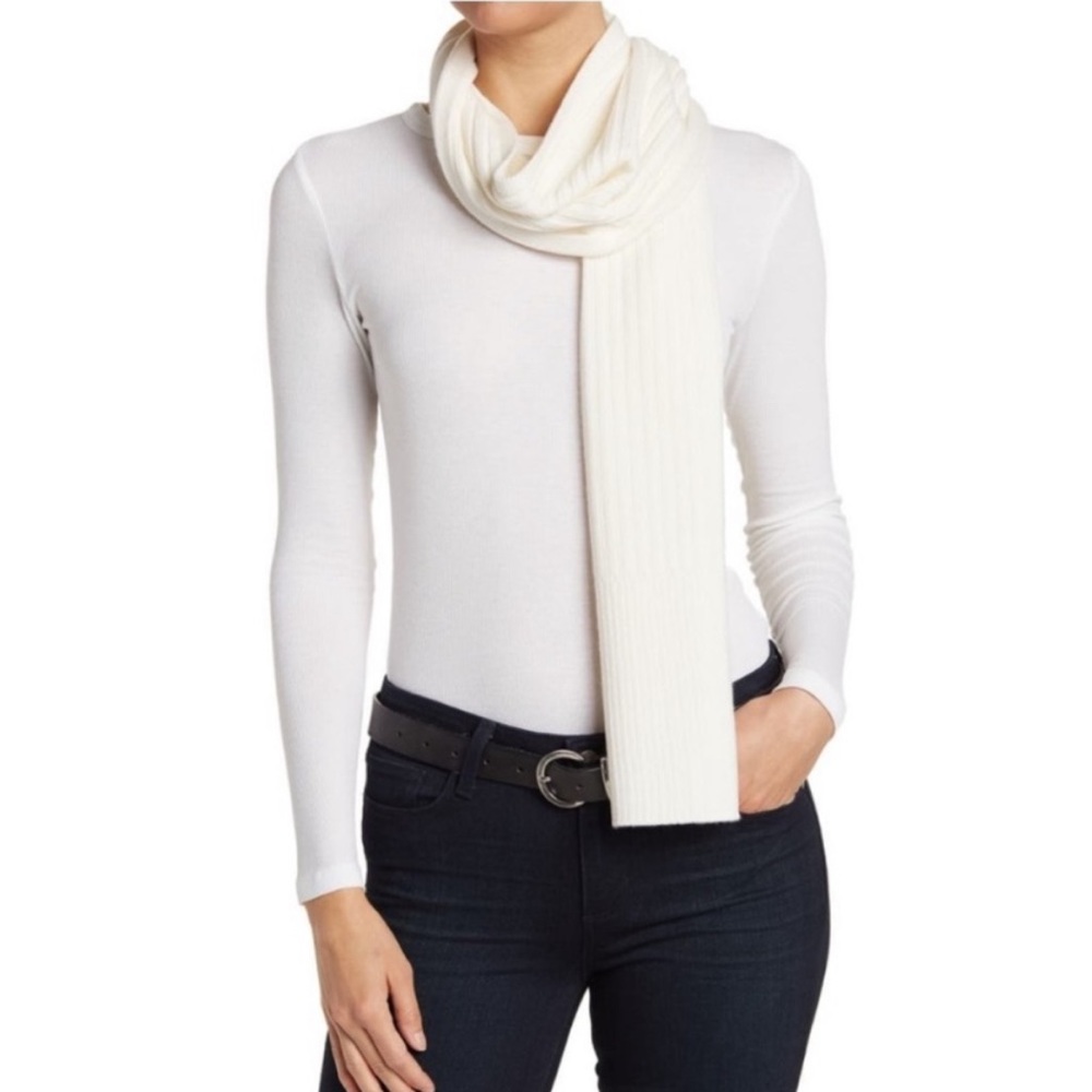 ALLSAINTS Ribbed Knit Mix Scarf in Chalk White NWT